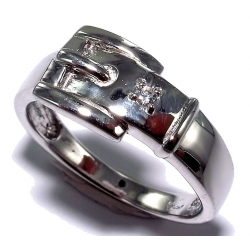 Bague argent rhodiée 2,8g T 50 à 60 zircon