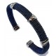 Bracelet acier ouvert finition bleue avec strass