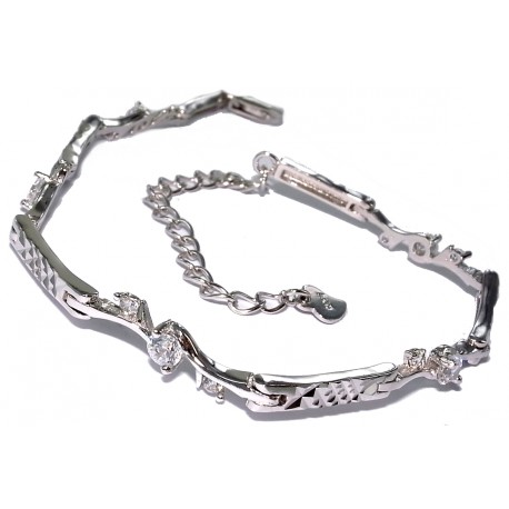 Bracelet argent rhodié 5,2g 17+5cm  zircons