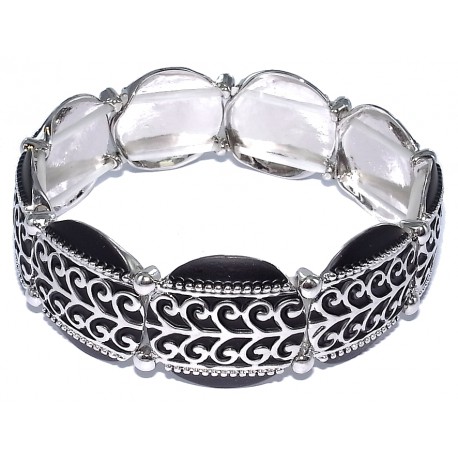 Bracelet fantaisie élastique émail