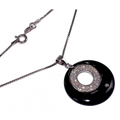 Collier argent 3,5 g 40cm céramique et strass