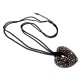 Collier fantaisie 60+7cm coeur finition noire strass