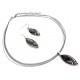 Parure fantaisie nacre collier cable 42+8cm +BO