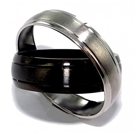 bague acier mate et noire t54/56/58/60/62