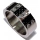 bague acier brillant carbone et zircons t 58/62/66