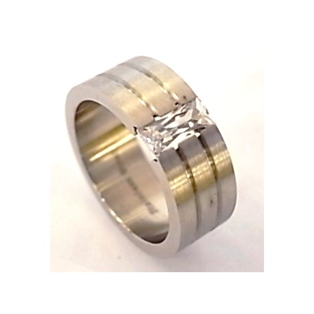 bague acier mat zircon t 54/56/58