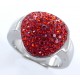 Bague acier l 316 strass rouges tailles 52/54/56/58