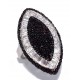 Bague argent rhodiee 10g t50 à 60 zircons noirs et blancs