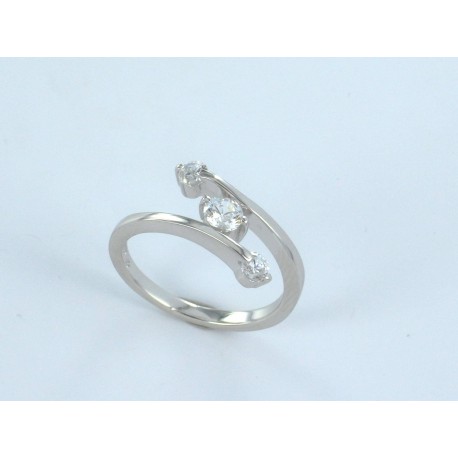 Bague argent rhodiee 2,4g t50 à 60 zircons