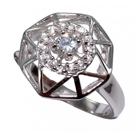 Bague argent rhodiée 2,8g zircon t 50 à 60