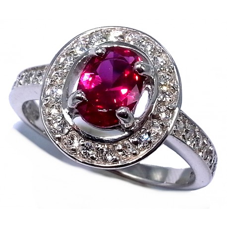 Bague argent 2,8g rhodié t 50 à 60 zircon et rubis synthétique