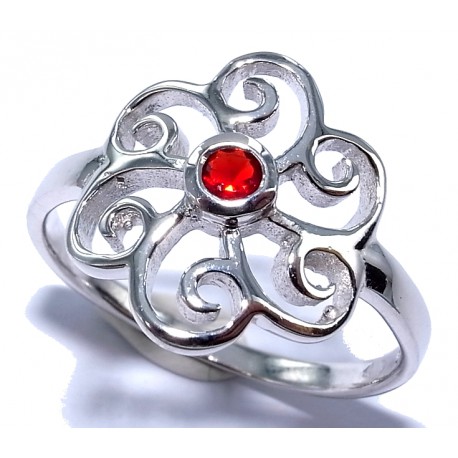 Bague argent 1,8g t 50 à 60 rhodiée rubis synthétique