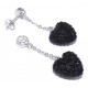 Bo argent rhodié 0,6g coeur strass noir