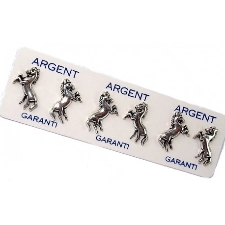 Bo argent lot de 3prs bo argent 4,2g chevaux