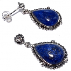 Bo argent boucles oreille argent 3,7g lapis et cristal