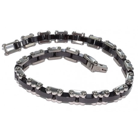 Bracelet acier l 316 et céramique 21 cm