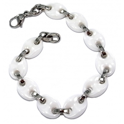 Bracelet acier et céramique blanche l 316 20cm