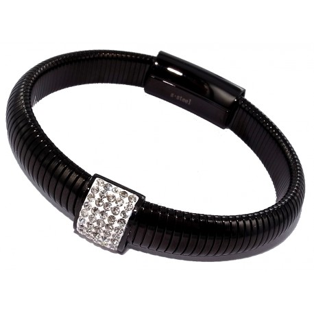 Bracelet acier noir et strass