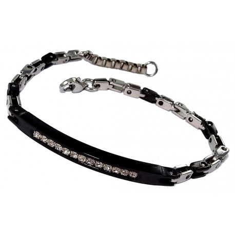 Bracelet acier 20cm 2 tons strass