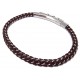 Bracelet acier caoutchouc marron et cable