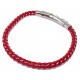 Bracelet acier caoutchouc rouge et cable