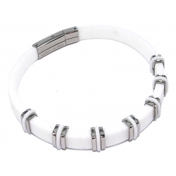 Bracelet acier et silicone blanc