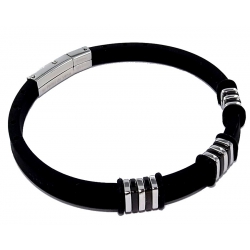 Bracelet acier et silicone noir