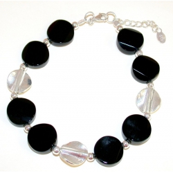 Bracelet argent 4g 18+2cm onyx