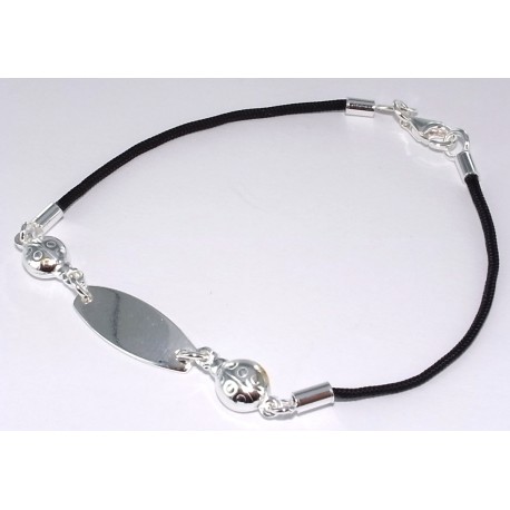 Bracelet argent 2,8g 18cm cordon noir