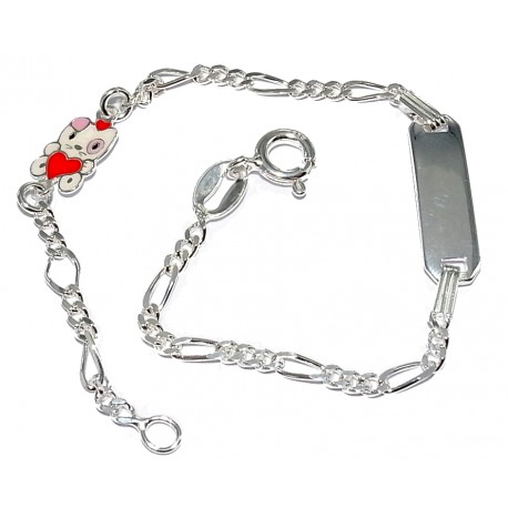 Bracelet argent identité 2,2g 14+2cm émaill