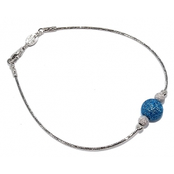 Bracelet argent 3g 19cm rhodié poudre cristal  bleu