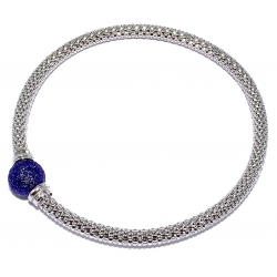 Bracelet argent rhodié 5,5g élastique boule poudre cristal viol