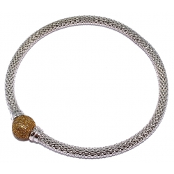 Bracelet argent rhodié 5,5g élastique boule poudre cristal or