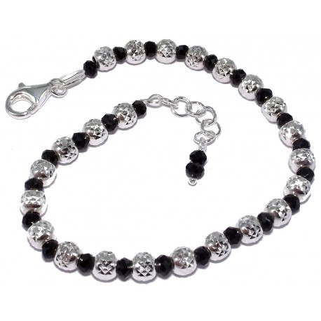 Bracelets argent bracelet argent 5g 18+2cm perles noires