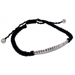 Bracelets argent bracelet argent 1g noir réglable avec strass