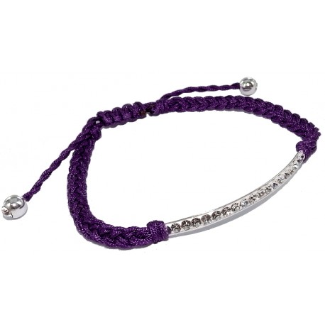 Bracelets argent bracelet argent 1g violet réglable avec strass