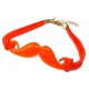 Bracelet fantaisie moustache cordon orange