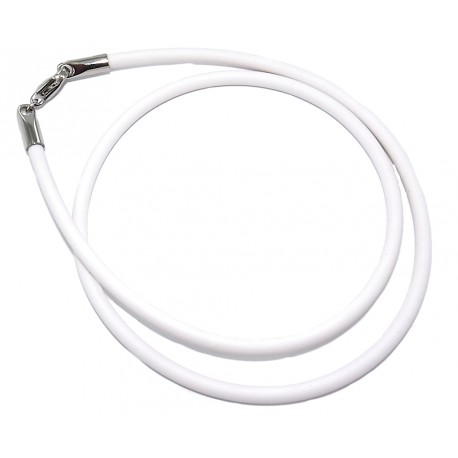 Collier acier 42cm silicone blanc