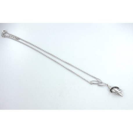 Collier argent rhodie 9.8g 2 tons 40+5cm  zircons noirs