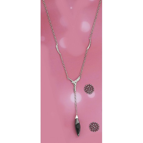 Collier argent 5,4 g rhodié 45cm zircon pierre synthétique