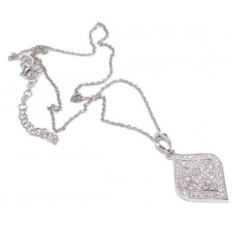 Collier argent 6g 38+5 cm rhodié zircons