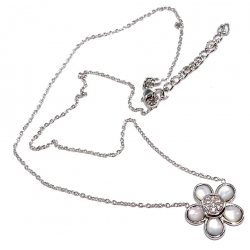 Collier argent rhodié 2,4g 38 + 4cm nacre et zircons