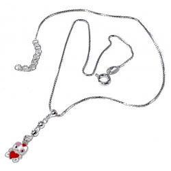 Collier argent 2,7g 37+3cm ourson émaill