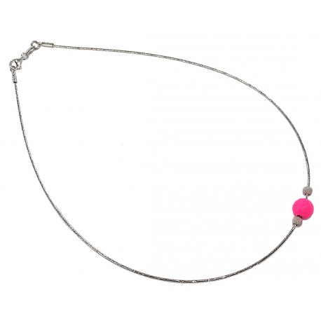 Collier argent 4,2g 40cm rhodié poudre cristal rose