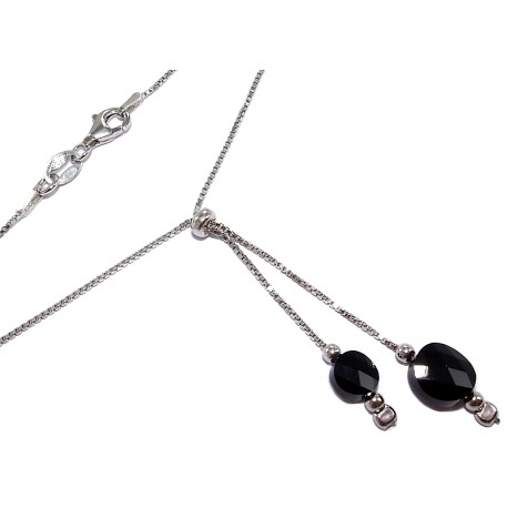 Collier argent rhodié 2,5g 42cm cristal noir