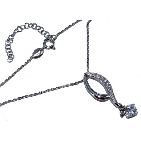 collier argent 3,5g 38+5cm rhodié zircons