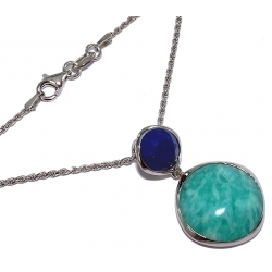 collier argent rhodié 5,4g 45cm amazonite/lapis