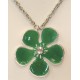 Collier émail et strass 40+7cm vert