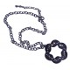 collier fantaisie 40+7cm noir avec strass