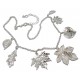 Collier fantaisie argenté 42+5cm feuilles